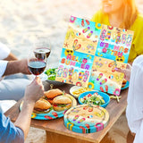 Beach Party Decorations 60 Pcs Hello Summer Flip Flop Decor Plates &