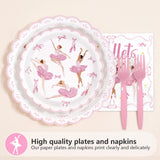 Greencian 96Pcs Ballerina Birthday Party Supplies Pink Dancing Girl