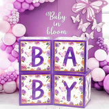 Baby Boxes with Letters and Butterfly Balloons for Gender Reveal