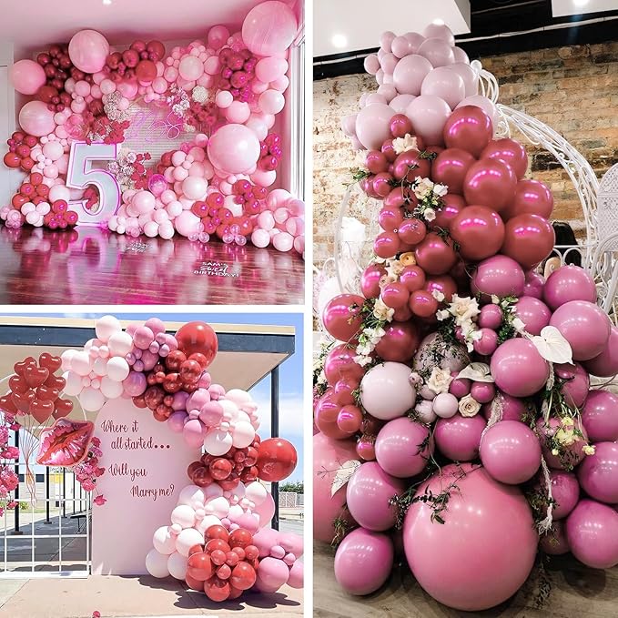 PartyWoo Dusty Pink Balloon Arch Kit Garland 100 pcs Shades of Pink