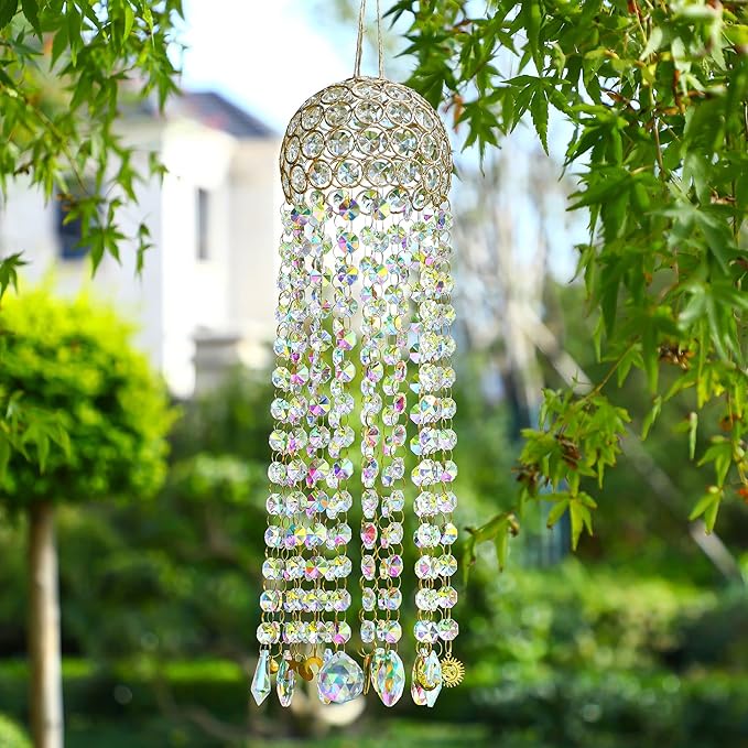 16.7" Chandelier Wind Chimes Crystal Suncatcher Window Hanging Sun