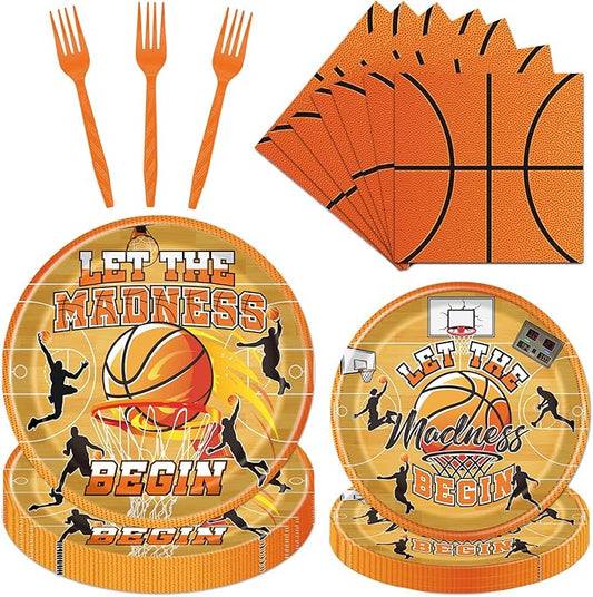March Basketball Party Decorations Tableware 96PCS Let the Madnes