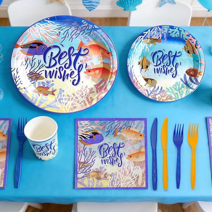144Pcs Under the Sea Animal Birthday Party Supplies