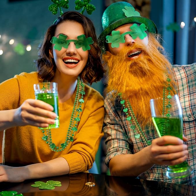 100 Pcs St Patricks Day Accessories Kit Green Necklaces Bulk