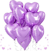 Purple Foil Heart Balloons, 12Pcs Lavender Purple Heart Shape Foil