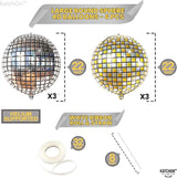 KatchOn, Silver and Gold Disco Ball Balloons -22 Inch, Pack of 6 | 4D
