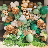 Jungle Safari Balloon Garland Arch Kit 118pcs Sage Green Brown