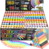 160 PCS Sidewalk Chalk for Kids - 14 Colors, 10 Glitter, 10 Neon