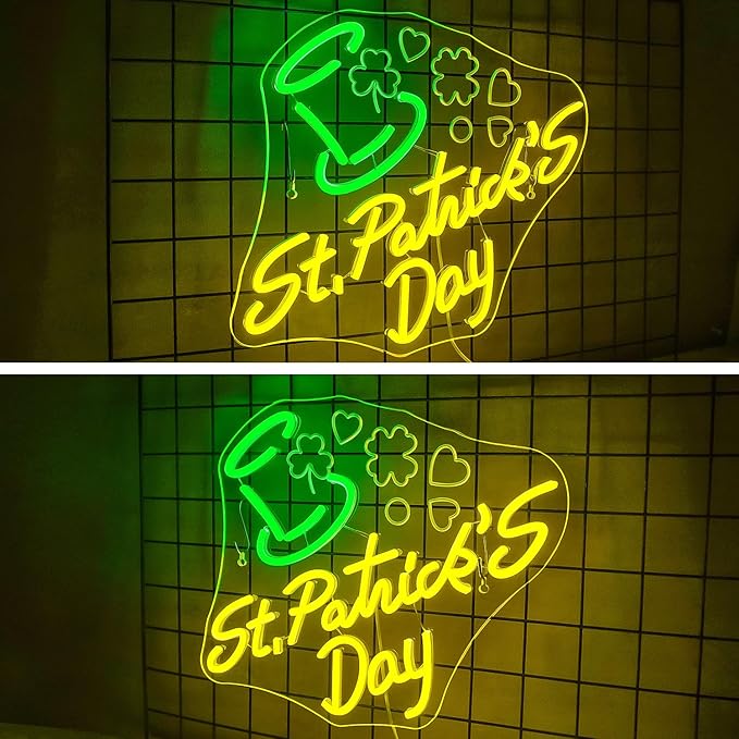 St Patricks Day Neon Sign Dimmable St Patrick's Day Neon Signs for