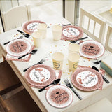 Wiooffen 96pcs Rose Gold Birthday Party Supplies Pack Happy Birthday