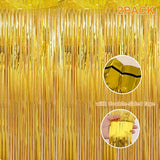 2 Pack 3.28 ft x 6.56 ft Golden Tinsel Curtain Party Backdrop