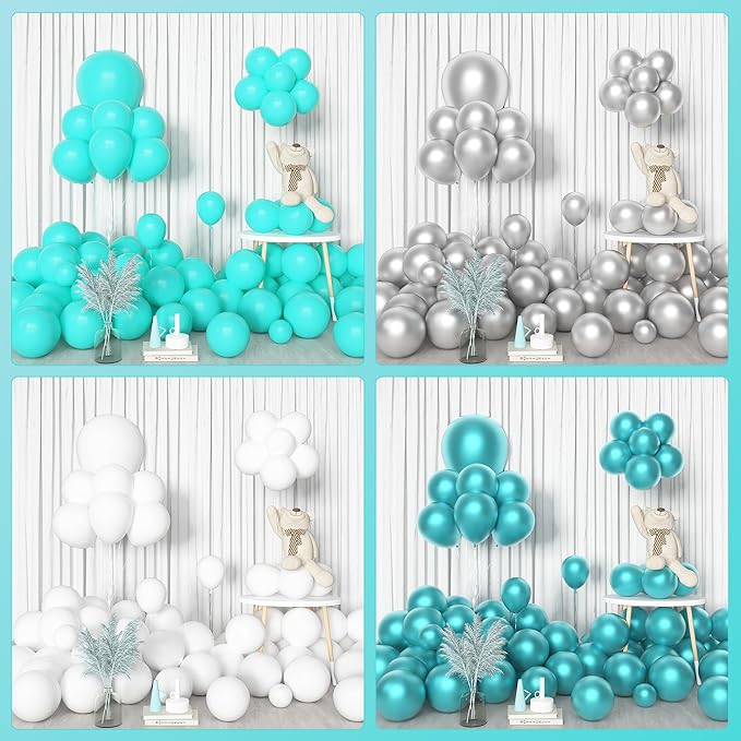 Amandir 153 Pcs Teal Balloons Arch Garland Kit, Different Sizes 18 12
