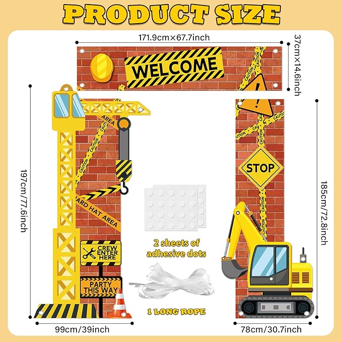 Construction Porch Sign Banner Construction Truck Party Hanging