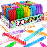 300 Pack 20 Colors Neon Bubbles Bulk in Gift Box, Mini Star Bubble