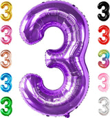 KatchOn, Giant Purple Number 3 Balloon - 40 Inch | 3rd Mylar Foil