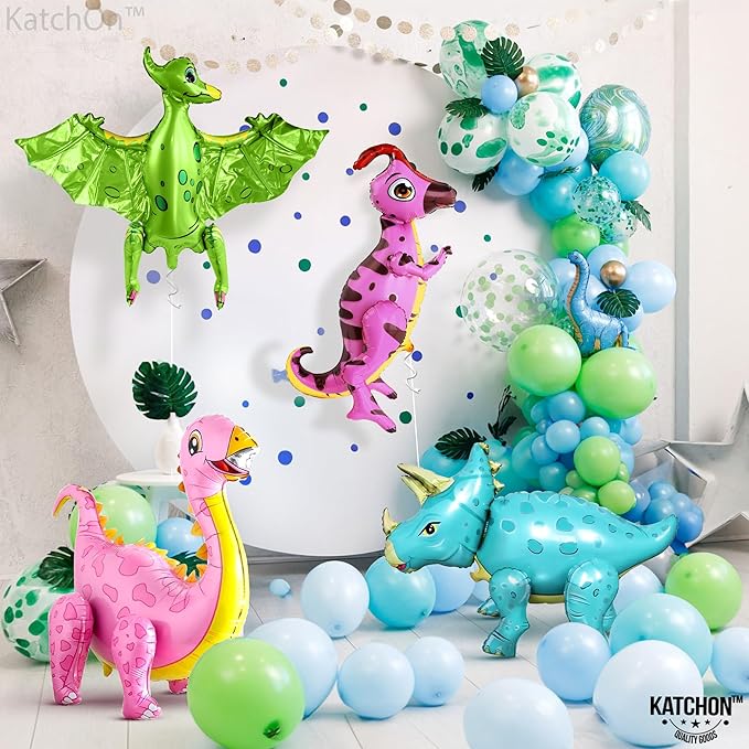 Large Pink Dinosaur Balloons for Birthday Party Pack of 4 Pastel