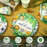 200 Pcs Jungle Safari Baby Shower Paper Plates Napkins Cups Baby