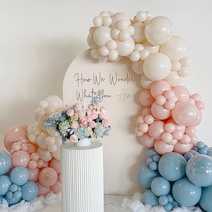 Gender Reveal Balloon Arch Kit 115Pcs Dusty Blue Blush Balloons