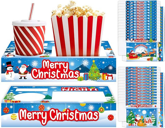 32Pcs Christmas Party Supplies Movie Night Paper Snacks Boxes Xmas