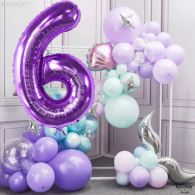 KatchOn, Giant Purple Number 6 Balloon - 40 Inch | 6th Birthday