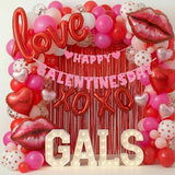 Valentines Day balloon garland arch kit with Banner red Hot pink