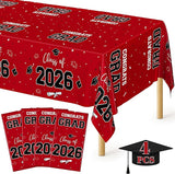 QZYL 4 Pack Graduation Table Cloth, 54" x 108" Red 2026 Graduation