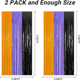 2 Pack Halloween Backdrop, 3.28 FT x 7.05 FT Foil Fringe Curtains,