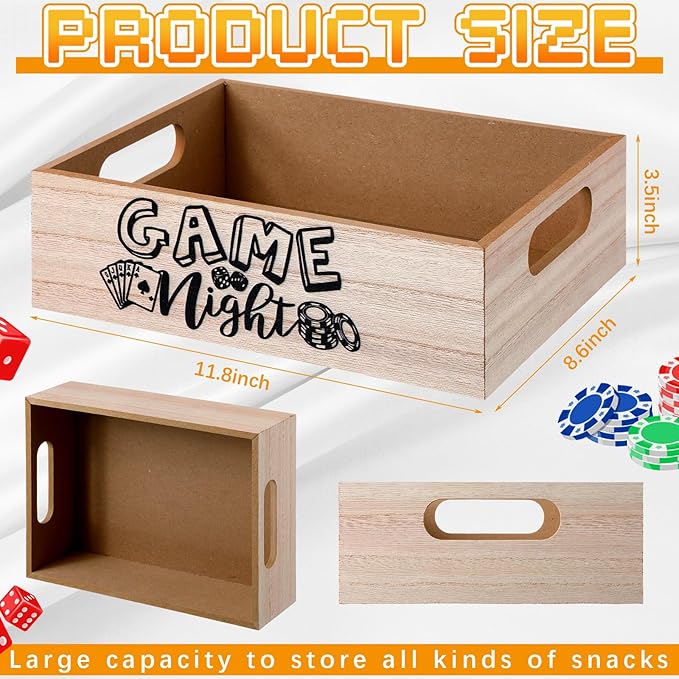Movie Night Supplies Snack Trays Handles Reusable Wooden Movie Night