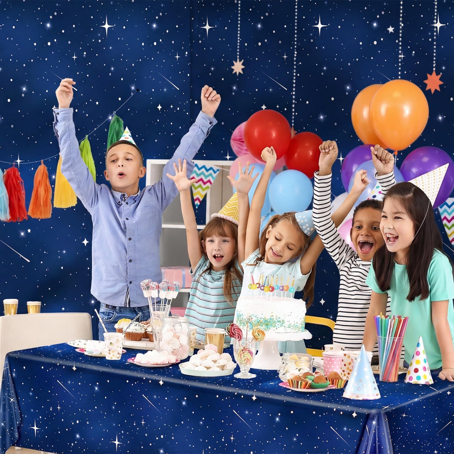 Kochorie 100 Ft X 54 Inch Space Galaxy Tablecloth Roll with Cutter Box