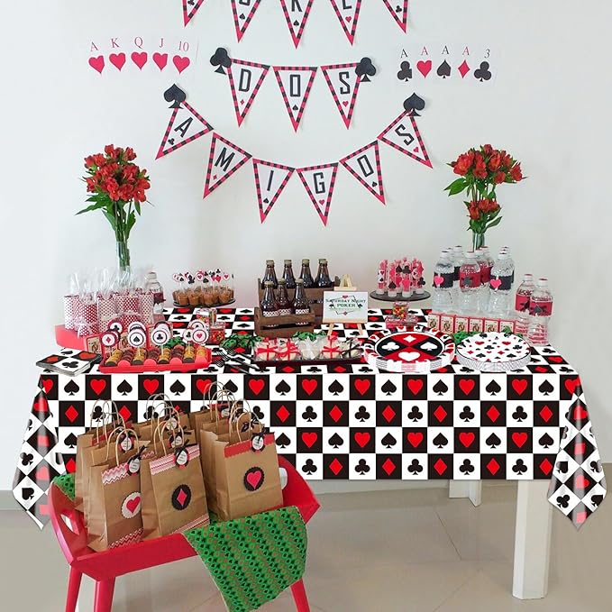 81Pcs Casino Party Decorations Poker Party Tableware Set Includes