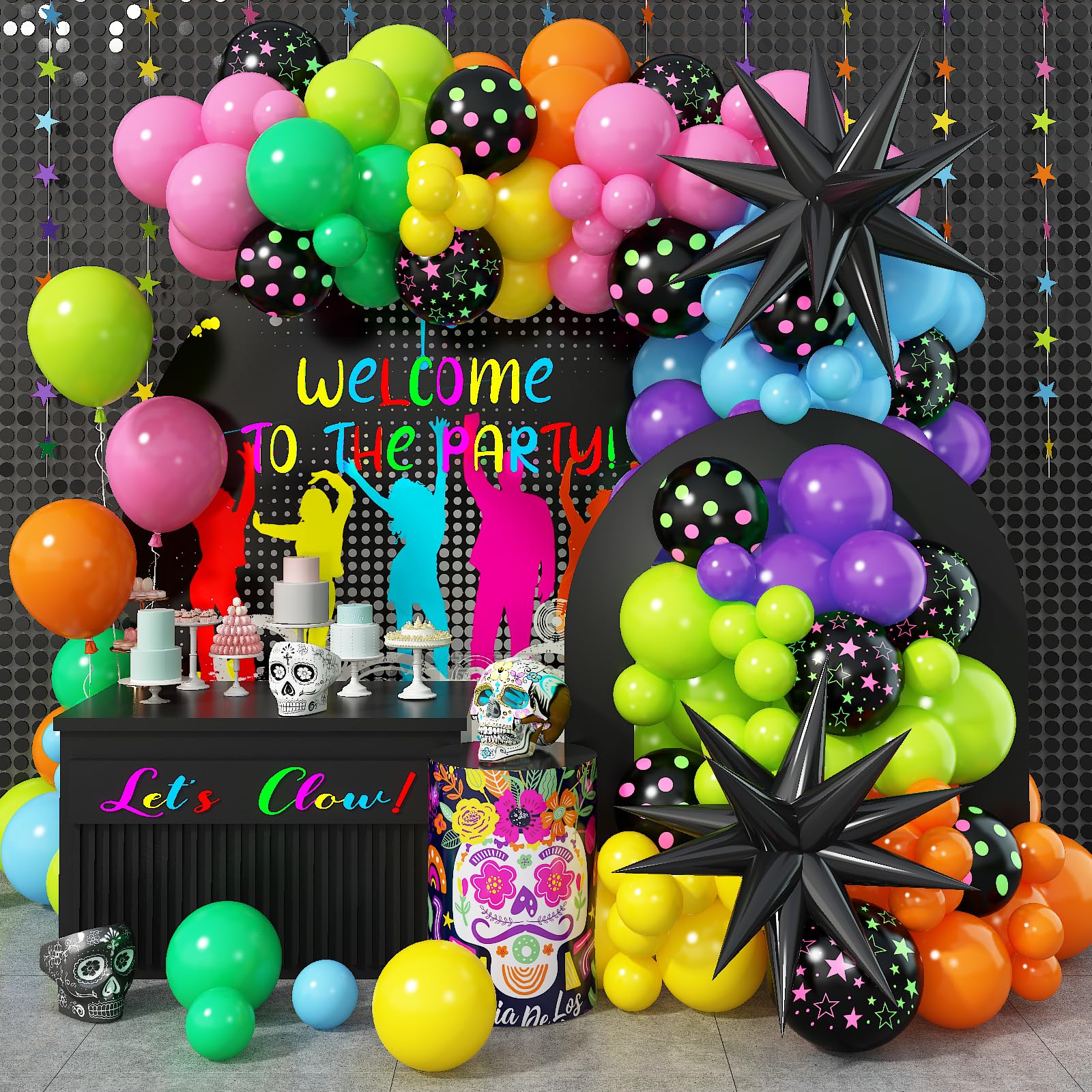 Rainbow Balloon Arch Garland Kit, 137pcs Colorful Balloons whit