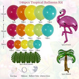 146Pcs Tropical Aloha Balloon Arch Garland Kit with Flamingo Palm