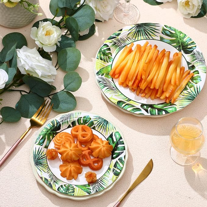 120 Pcs Summer Party Paper Plates Disposable
