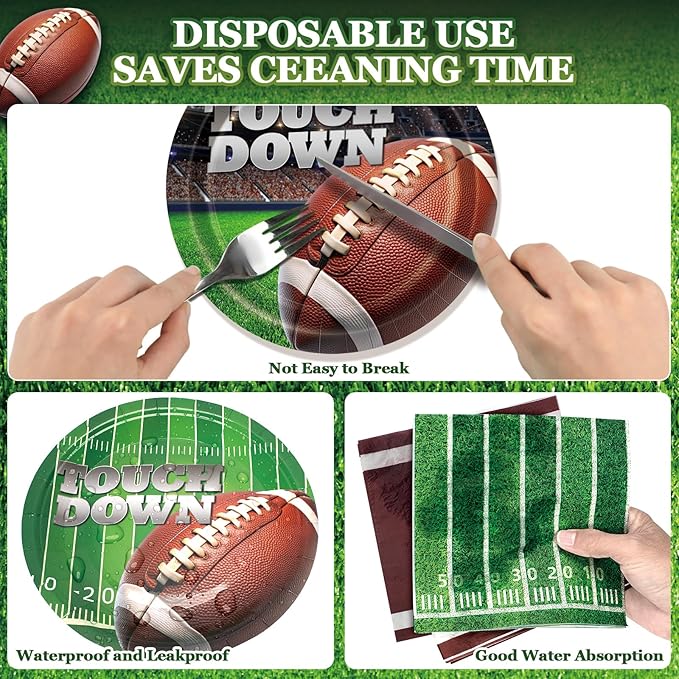 2026 Football Party Decorations 144 Pcs Football Party Supplies Kit