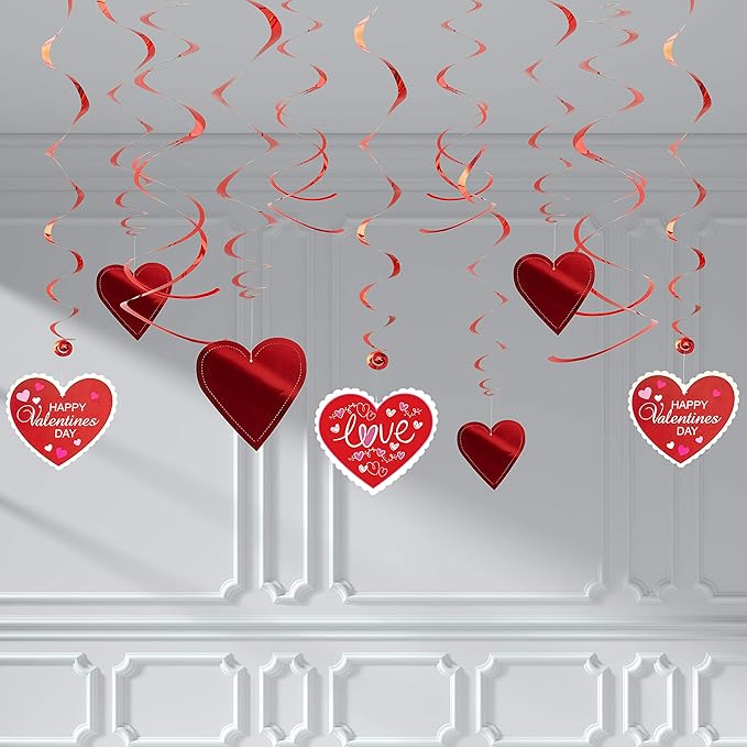 27 Pieces Valentines Day Swirl String Cutout Decoration Kit with