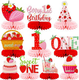 10 PCS Berry First Birthday Decor, Strawberry Theme 1st Birthday