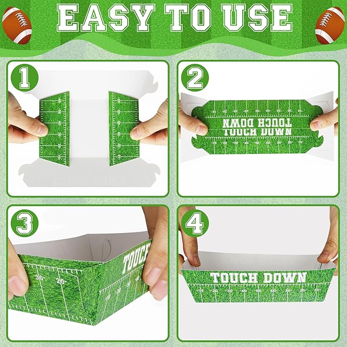 100 PCS Football Party Supplies Football Paper Food Tray Large