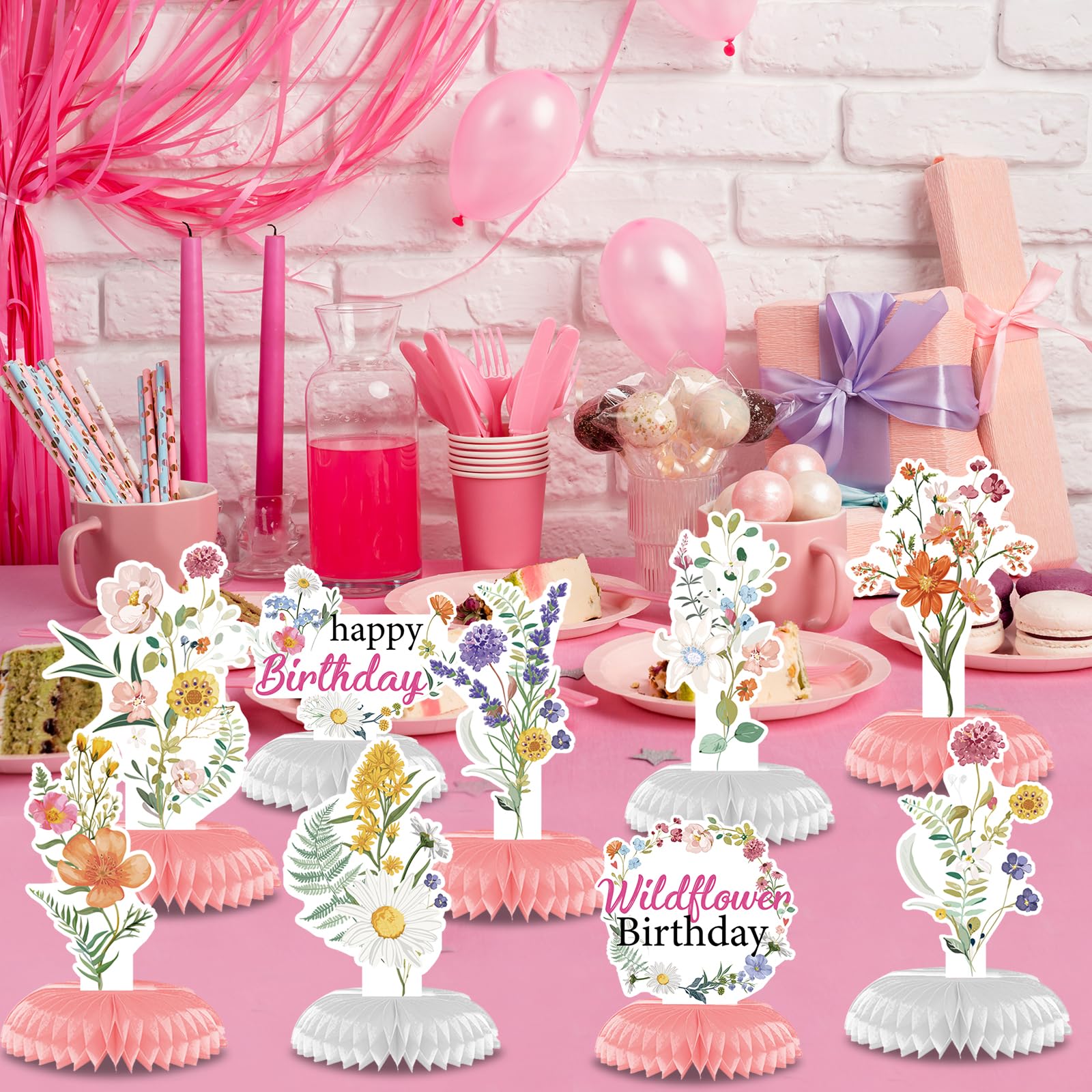 Rngmsi Flower Birthday Table Decorations - 9PCS Wildflower Spring