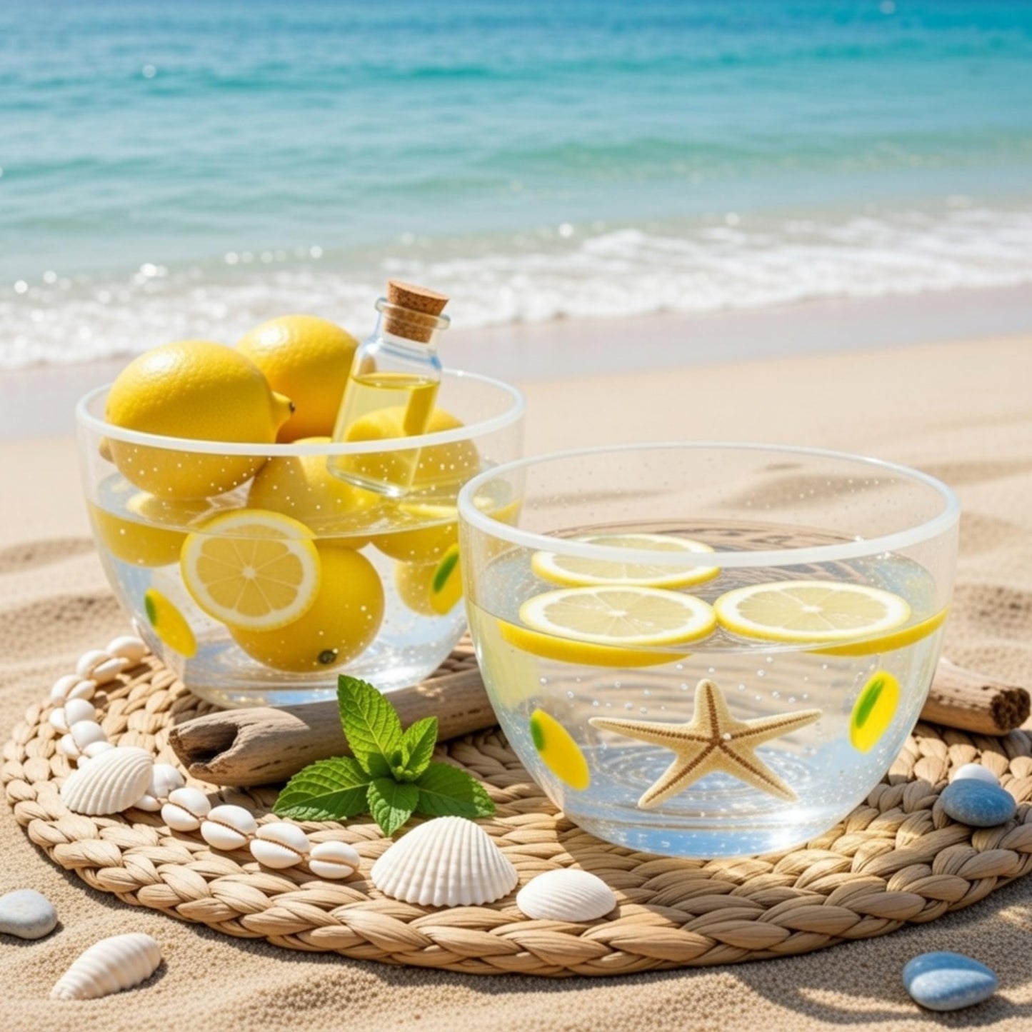 Potchen 2 Pcs Lemon Glass Fruit Bowl, 14oz Clear Glass Citrus Candy