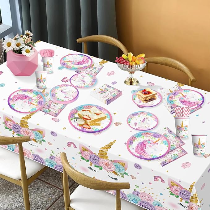 cocomigo 246PCS Unicorn Birthday Decorations Set All in One Party