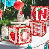 3Pcs Strawberry 1st Birthday Party Decorations Supplies Strawberry
