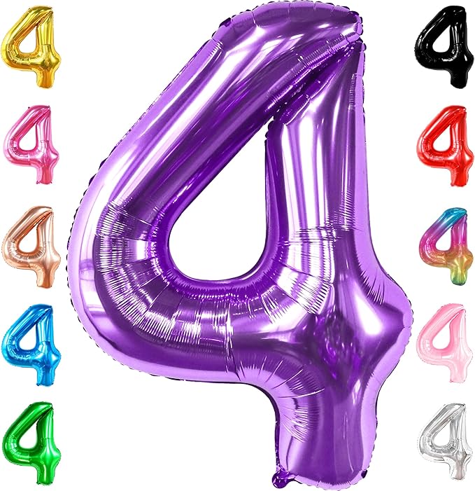 KatchOn, Giant Purple 4 Balloon Number - 40 Inch | Purple Number 4