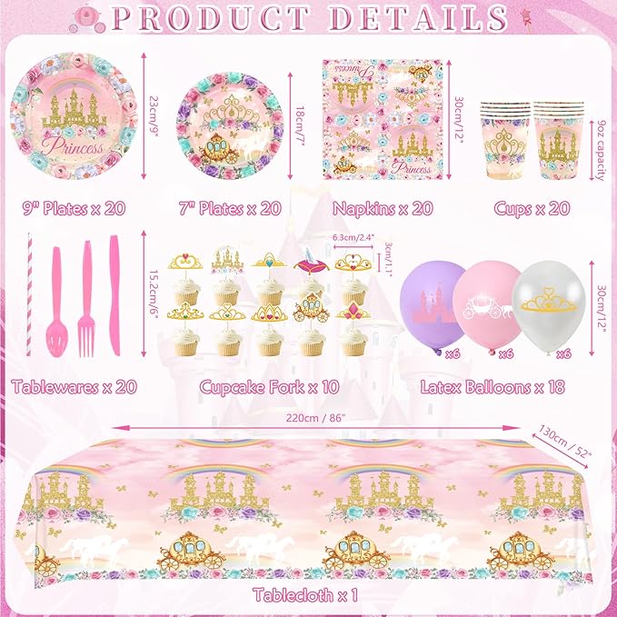 Princess Birthday Party Supplies Includes Banner Plates Tulle