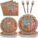 96Pcs Boots or Bows Gender Reveal Decorations Boy or Girl Paper