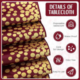 Breling 8 Pack Burgundy and Gold Disposable Plastic Tablecloths and