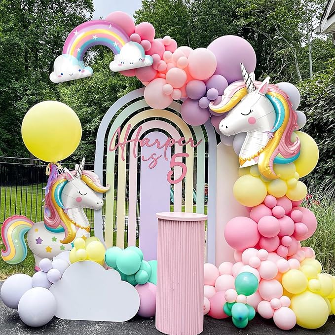 Pastel Unicorn Balloons Garland Arch Kit with Large Self designed