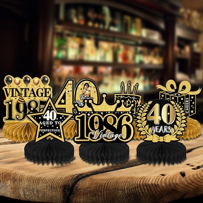 40th Birthday Party Decorations - 9Pcs 40th Birthday Honeycomb