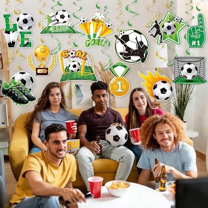 Soccer Hanging Swirls - 30 Pcs Soccer Party Decorations Ceiling