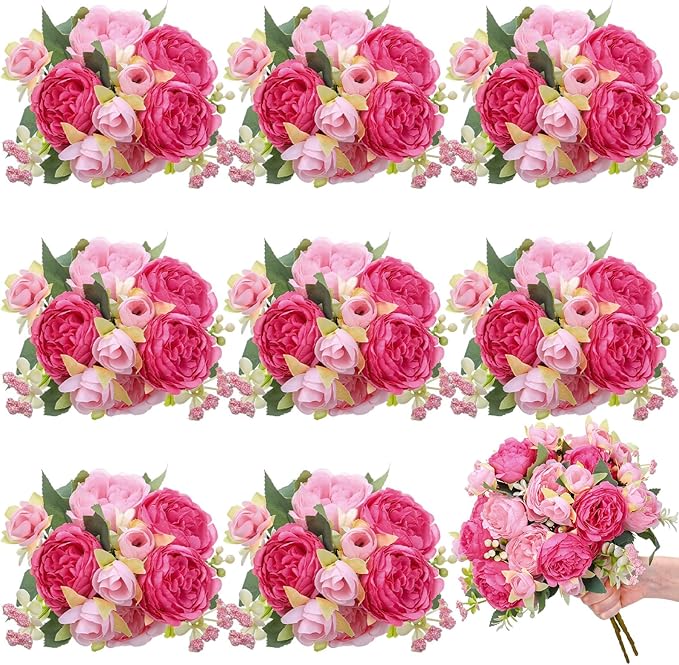 8 Bundles Artificial Peonies Flowers Boho Faux Flowers Arrangements #1