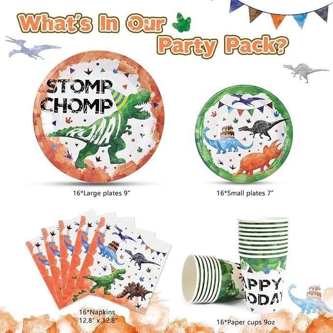 Watercolor Dinosaur Party Supplies Disposable Dinosaur Party